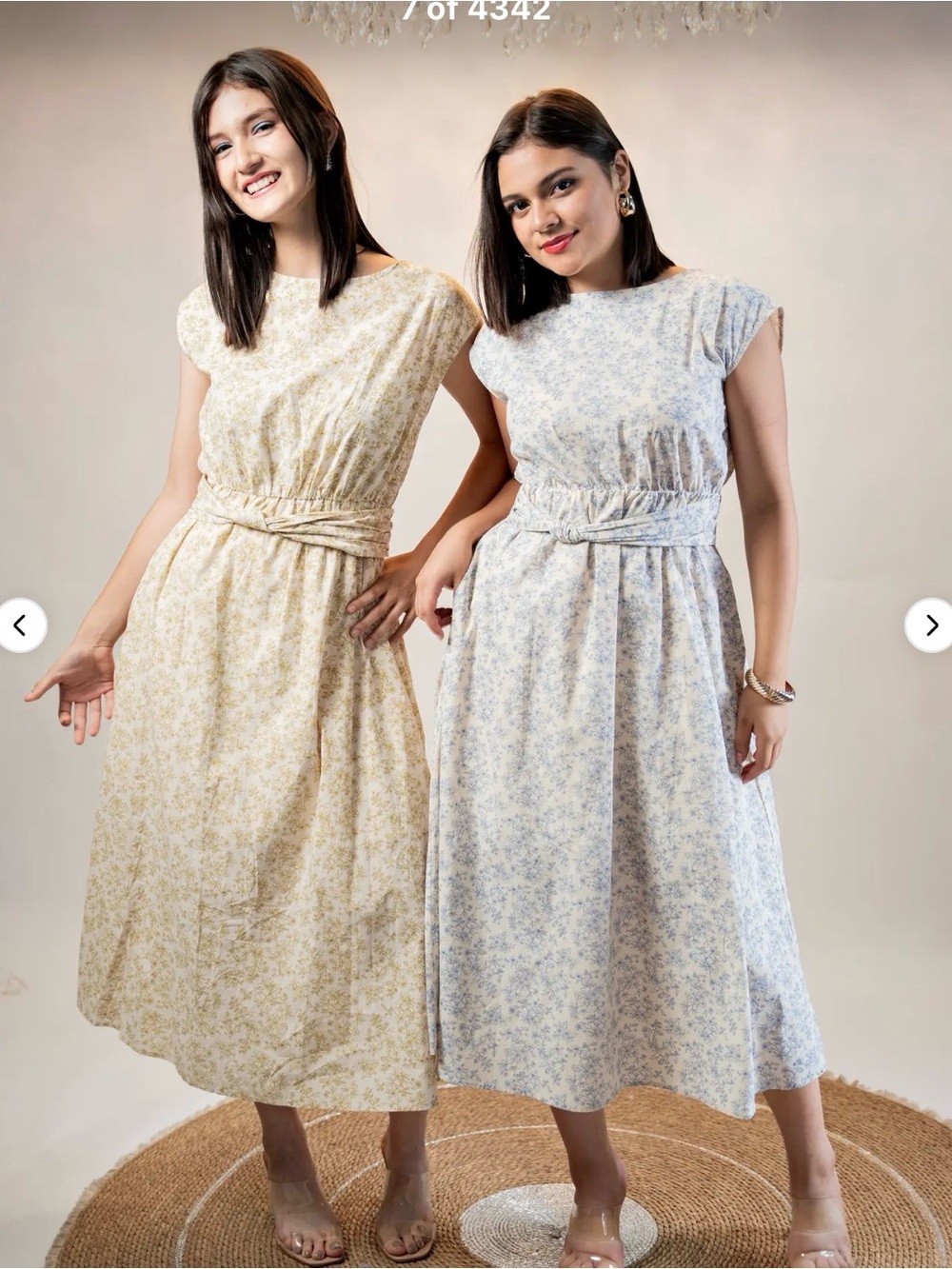 NWT Boutique la February Women’s Cream Floral Tie-Waist Midi Dress Medium